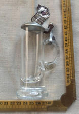 Schnapsglas mit Zinndeckel, Ingridglas, Mundgeblasen