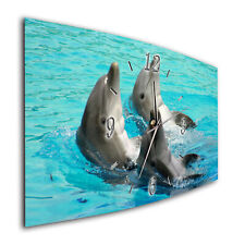 BM Wanduhr 50 cm x 25 cm leises Uhrwerk Quarzuhrwerk 188-1a Delfin Delphin Meer