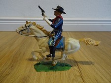 Elastolin 7 cm Figur 7. Kavallerie Blaurock Soldat zu Pferd ACW Cowboys Indianer
