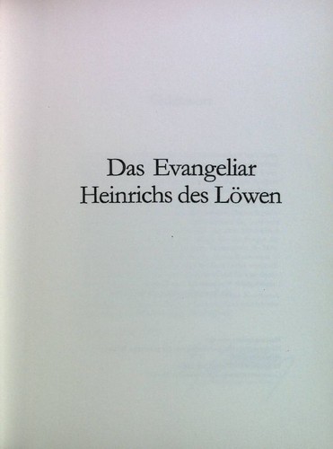 Das evangeliar heinrichs des - das,