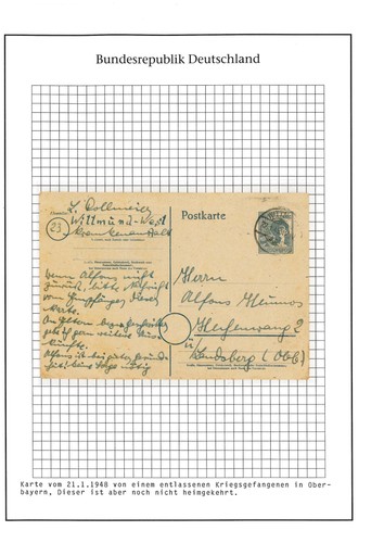 Kriegsgefangenenpost von entl