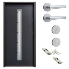 Ausstellungstür #TL04 Nebeneingangstür ATU56 mit Griffset DIN Rechts 90x200 cm