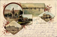 Litho Duisburg im Ruhrgebiet, Merkator Denkmal, Bahnhof, Friedrich... - 4209137