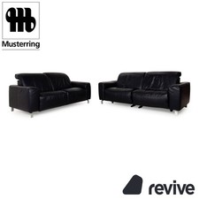 Musterring MR 6070 Leder Sofa Garnitur Dunkelblau elektrische Funktion