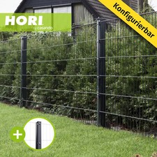 HORI Doppelstabmattenzaun Matten Zaun Gartenzaun Stahlzaun Set Anthrazit Grau