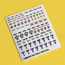 RAC RALLY 64. Maßstab Druckguss Aufkleber passend für Matchbox und Hotweels Autos