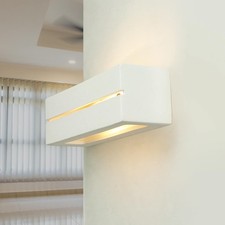 Gips Wandleuchte Weiß E27