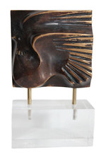 BRONZE Skulptur Vogel signiert
