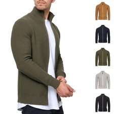 Indicode Herren Strickjacke Dodson-Pullover Zipper Stehkragen Grobstrick Pulli