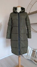 Mantel Khaki Grün Größe S  36 Kapuze Jacke Reißverschluss SynthetikDaunen