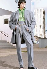 H&M STUDIO 36 S Anzug Blazer Hose grau Doppelreiher SS22 SS 2022 22 neu XS 38