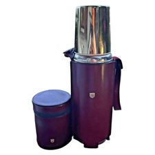 Jerome Leplat Thermoskanne Gold Lederetui Kaffeekanne Becher Set 27cm Tee Warm