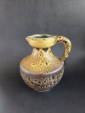 🟤 Vintage Puma Keramik Vase 70er – Fat Lava – Gelb Braun – 12 cm