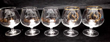 Cognac Gläser 2x Napoleon Motiv, 3x Alter Freund Golddekor Glas G 550