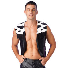 Freebily Herren Cowboy Weste Kuh Flecken Western Cosplay Kostüm Ärmellos Party