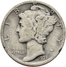 USA Liberty One Dime 1936