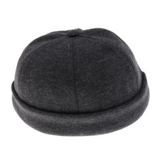 Herren Freizeit Docker Mütze Matrose Mechaniker Biker Totenkopf Kappe Retro Beanie dunkelgrau