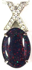 Australian Natural Black Triplet Opal Pendant Solid Sterling Silver Free Box