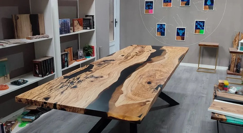 Black epoxy river - dining, table