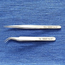 Edelstahl Pinzetten Set 2-tlg. - Pinzette für Uhrmacher Modellbau Basteln Hobby