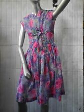 Rockabilly Kleid S-M Blumen semi-transparent 60er TRUE VINTAGE 60s nylon dress