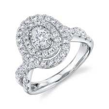 14K Weiß Gold Oval Diamant