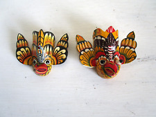 2 kleine Masken Maru-Raksha Holz Wand Deko handgemacht Sri Lanka