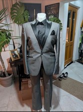 Wilvorst Hochzeitsanzug Herren grau Größe 48 (M), Jacke, Hose, Inkl. Weste