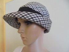 alter Damenhut , schwarz-weiß kariert, Stoff,  50er jahre