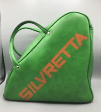 Vintage Schlittschuh Tasche Silvretta Alt Schlittschuhe Grün Orange 70er Jahre