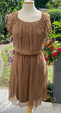 Wunderschönes Hallhuber  %100 Seide Kleid/ Gr 38  Braun