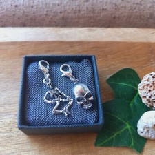 2 Charms Anhänger Skelett und Schädel Schmuck für Bettelarmband Karabiner (8)