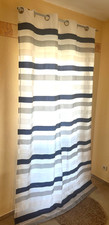 zwei blickdichte Gardinen / Stores / Vorhänge ca. 140x 245 cm, Beige/Grau/Blau