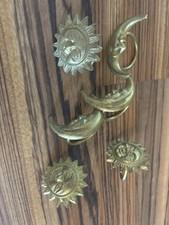 6 Alte Serviettenringe, aus Metall, Sonne, Mond