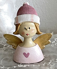 Engel m. Mütze  Engelkopf Engelbüste Büste, Rosa Goldflügel,