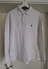 Ralph Lauren Poloshirt Langarm Größe M Weiß Custom Fit