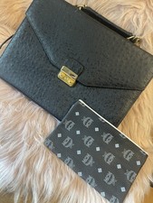 Neue Aktentasche Leder Sehr Edel + Kleine Kosmetik Tasche neuwertig Schwarz