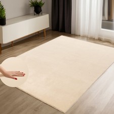 Teppich Kurzflor Felloptik waschbar rutschfest weich Wohnzimmer modern