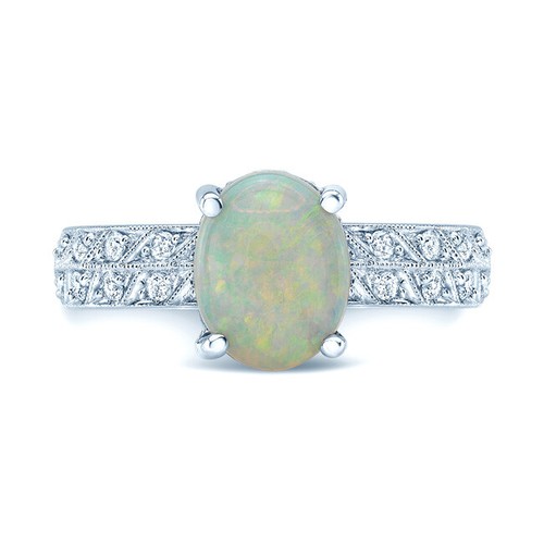 Opal diamantring 18k weißgold - opal,
