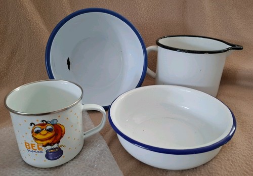 Emaille set schüsseln kanne - emaille,