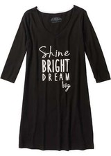 Nachthemd mit 3/4 Ärmeln Gr. 40/42 Schwarz/Weiß Bedruckt Damen Pyjama Neu