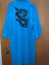 DDR Kleid Bademantel Morgenmantel blau chinesischer Drachen Reißverschluss