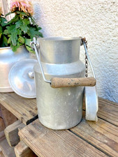 Alte Milchkanne aus Metall mit Deckel und Henkel Antik Vintage