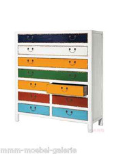 Hochkommode Highboard Schubkastenkommode Harlekin Weiß lackiert 10 Schubkästen