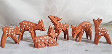 ❀ Rehe Rehkitze Gruppe Kitz geschnitzt Krippenfiguren Miniaturen 3cm Holz  #63A