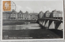 AK Forst Neukirch Lausitz Friedrich-Ebert-Platz frankiert Brücke ungelaufen 1932