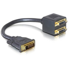 R12C DVI Y-Adapter Verteiler Splitte DVI Stecker 24+1 zu 2x DVI Buchse 24+1 30cm