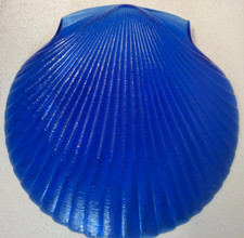 blaue Glasschale in Muschelform, Obstschale : Durchmesser 28cm, Höhe 3cm