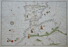 Portolan Atlas Faksimile 1546 - Iberien & NW Afrika Karte - Battista Agnese Stil