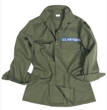 ORIGINAL US FELDHEMD OLIV FATIQUE FELDJACKE MIT ABZEICHEN TROPENHEMD SAFARI HEMD